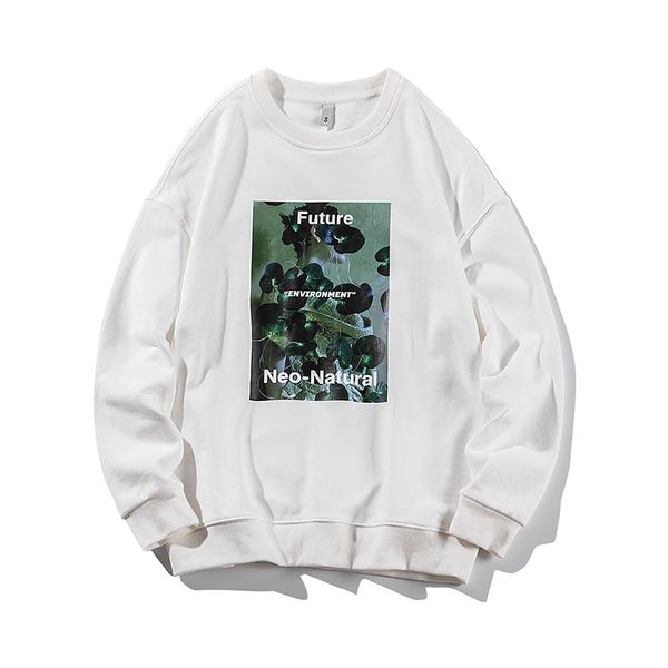 

2019 spring and autumn new casual pattern printing round neck long-sleeved hoodies loose temperament trend cotton harajuku, Black
