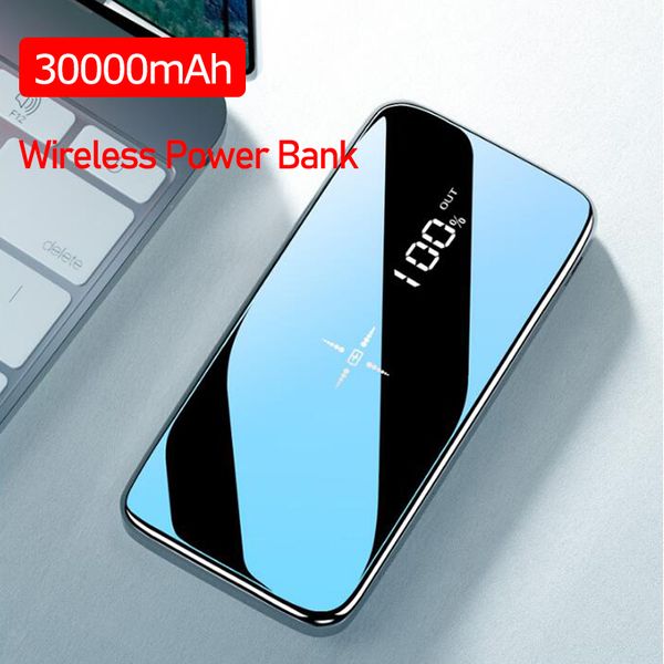 

power bank 30000mah беспроводной внешний портативный powerbank полноэкранное зеркало быстрая зарядка многопортовый водонепроницаемый для все