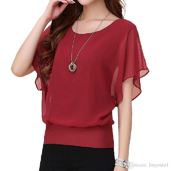 

plus size blouse women 2019 feminine blouse summer chiffon casual shirts ladies shirt clothing for women, White
