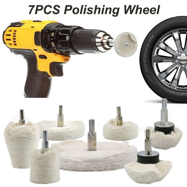 

cotton 7x polishing buffing wheel pad mop wheel drill kit for car polisher aluminum stainless tool set accessories