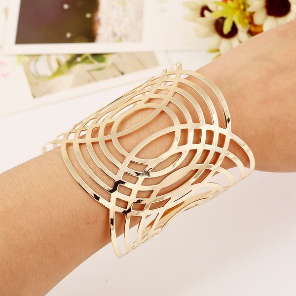 

ethnic gold silver color big wide open bangles bracelets for women vintage hollow jewelry accessories, Black