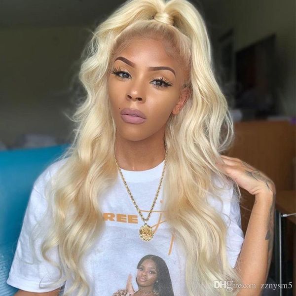 

body wave 613 blonde фронта шнурка человеческих волос парики pre сорванные с ребенком волос бразильским 360 кружева фронтальная парик full з, Black