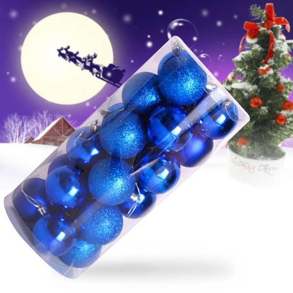 

24pcs ёлочные 4cm пластиковых шары ярких горячих голубых красочных шарики блесна xmas партия украшение дома висячие украшения