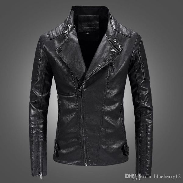 

mens biker jacket motorcycle jacket pu leather coats male slim fit biker jacket 3 colors asian size m-3xl, Black;brown