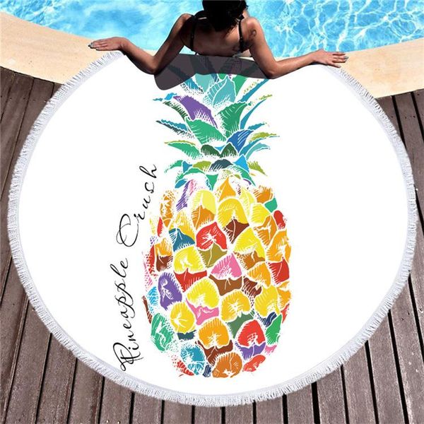 

ананас пляжное полотенце с кисточкой круглой формы лимон фламинго печатных микрофибра полотенца летом загорать полотенце