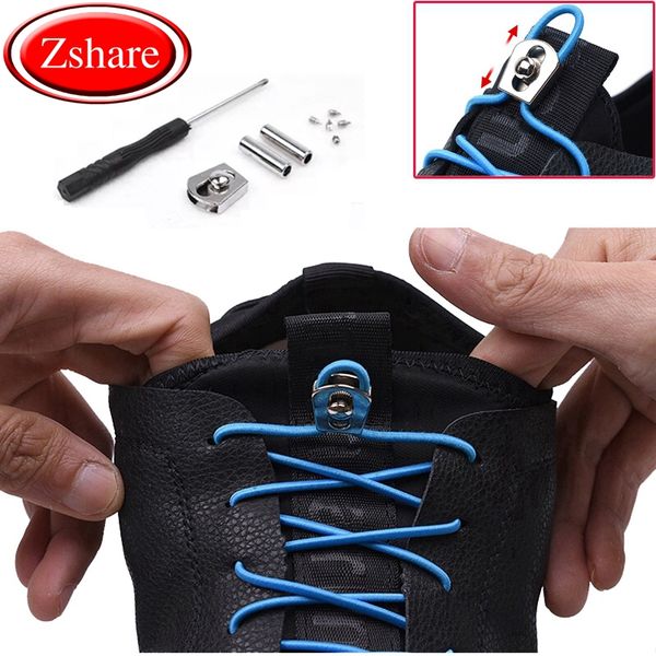 

new round shoelaces elastic no tie shoe laces kids quick lock shoe lace outdoor leisure sneakers lazy laces 1 pair, Black
