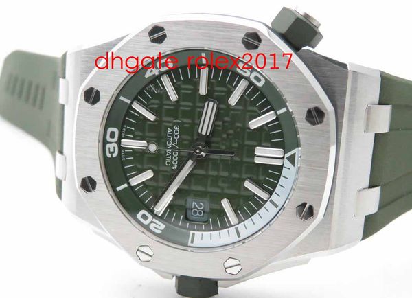 

mens jf factory royal oak diver green 15710 apanese miyota automatic 24j 3120 green checkered dial men's luxury watches tang buckle, Slivery;brown