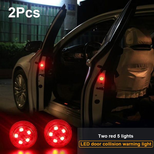 

2pcs auto led light car door warning light strobe lights signal lamps 5 led bulbs safety anti collision flashing door