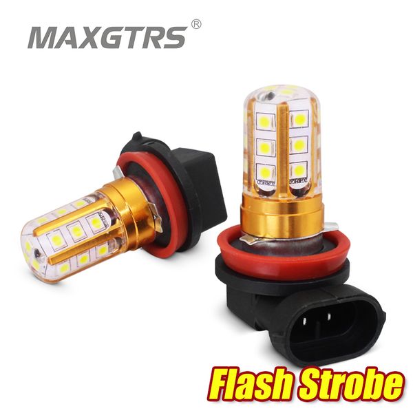 

2x h8 led fog bulb h11 h16 jp strobe flicker 3030 chips smd car led headlight driving running lamp light drl gold white ice blue