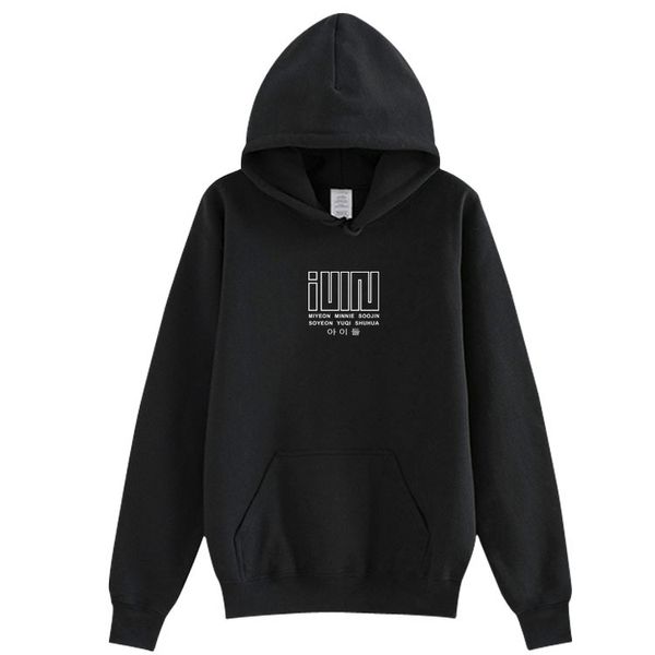 

kpop (g)i-dle gidle album i made all member name printing pullover hoodies fleece/thin loose fashion sweatshirt t200407, Black