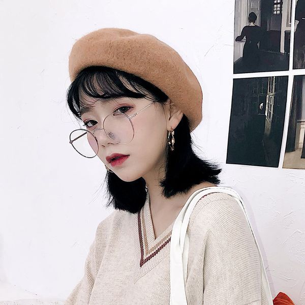 

classic spring winter berets hat women wool vintage berets solid color caps painter style hat female bonnet fashion warm cap, Blue;gray