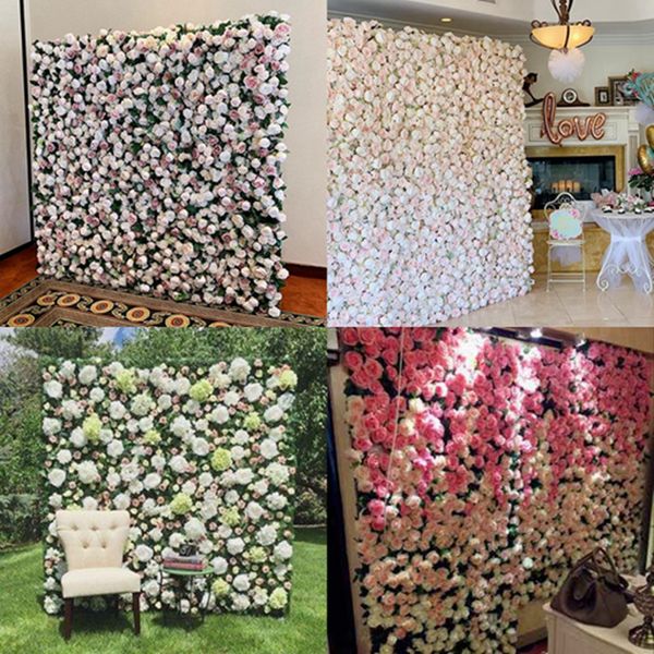 

diy искусственная роза стена шелковый цветок украшения фона отель украшения стены diy дорога вела цветок венчания 60 * 40см