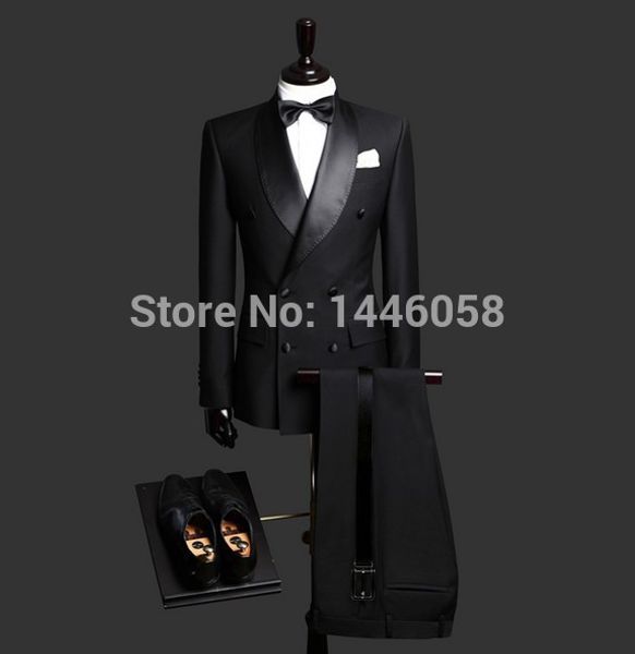

selling 2017 groomsmen black double breasted groom suit men's wedding suits tuxedos for men bridegroom jacket+pant+tie, White;black