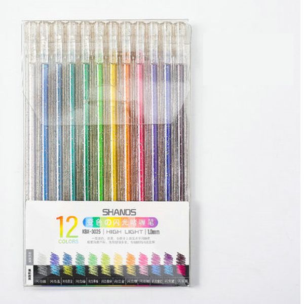 

12 colors glitter pen 1.0mm ball point glitter gel pen set color for scrapbook diy cards