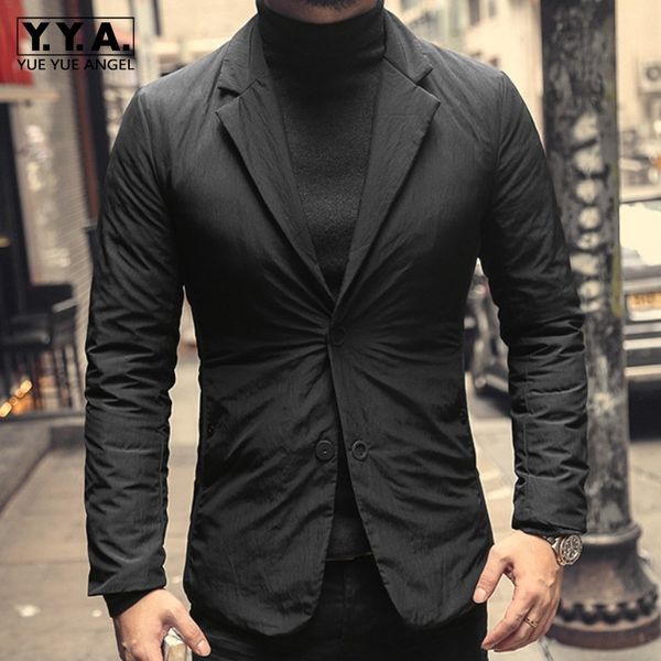 

brand black down coat men fashion slim single breasted warm blazer autumn winter business suit jacket plus size
