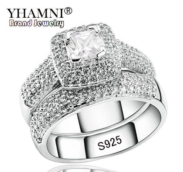 2019 Yhamni Luxury Engagement Double Rings Set Original Real 925