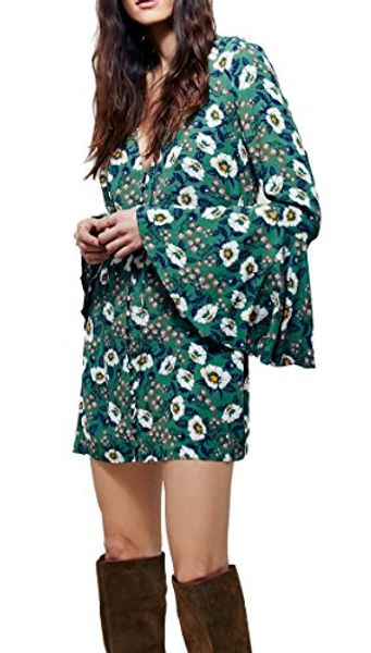 

r.vivimos women flowers print long sleeve long shirt cardigan dresses, Black;gray