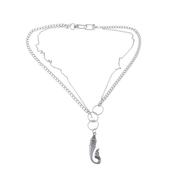 

hip hop long pendant necklace silver link chains multilayer necklace jewelry