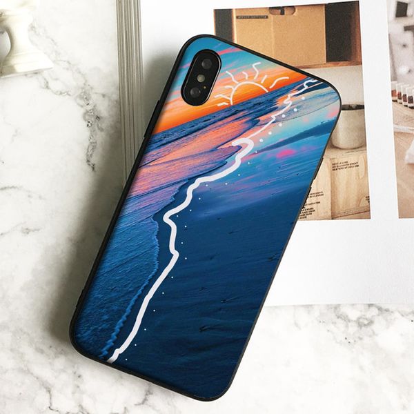 

coque luxury beach sunset phone case for iphone 11 pro xs max xr 8 7 6s plus 5 se case soft black tpu silicone cover.