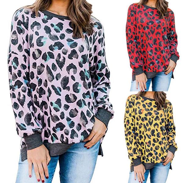 

plus size women loose ropa mujer leopard o-neck vadim long sleeve blouse pullover shein ladies shirt vintage blusas 2019, White