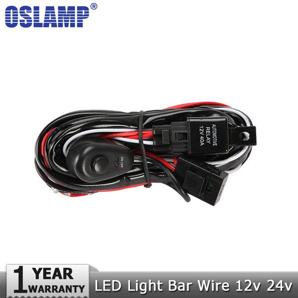 

oslamp car led light bar wire 2.5m 12v 24v 40a wiring harness relay loom cable kit fuse for auto driving offroad led work lamp