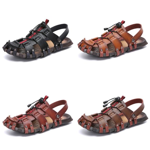 

zunyu new summer men sandals breathable leather men beach sandals brand men casual shoes comfortable slip-on casual sandal, Black
