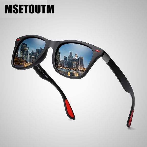 

msetoutm 2020 new design ultralight tr90 polarized sunglasses men women driving square style sun glasses male goggle uv400, White;black
