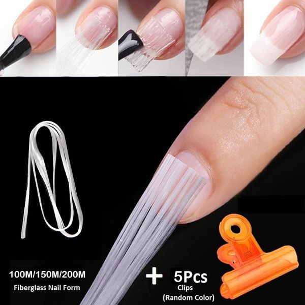 

100cm/150cm/200cm fibernails fiberglass for nail extension acrylic tips curvature clips nails building gel, Black