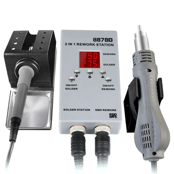 

handskit 8878d portable automatic 2 in 1 air rework soldering station with led temp display soldering iron air tool