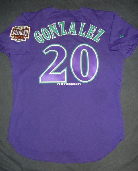 

retro luis gonzalez #20 russell athletic arizona diamon purple jersey mens stitched baseball jerseys, Black;blue