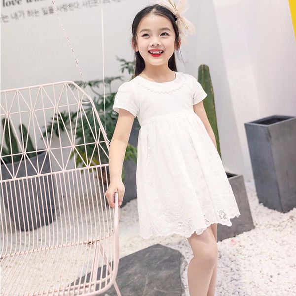 

summer dress 2019 toddler kids baby girls clothes lace hollow party wedding pageant princess dress girl party jurken, Red;yellow