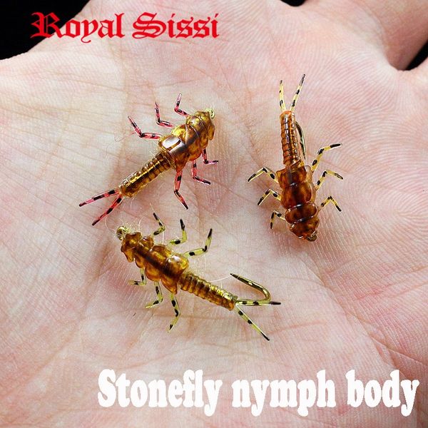 

new 30pcs/set stonefly nymph rubber body and nymph hooks combo synthetic fly tying materials fly fishing artificial nymph flies