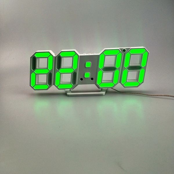 

new modern fashion digital 3d led wall clock alarm snooze watch 12/24 hour display usb modern 3d stereo clock automatic dimming