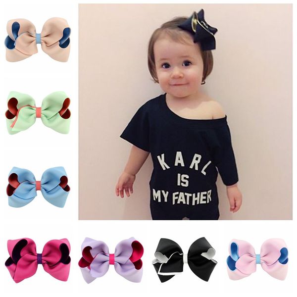 

two-tone hair bows with clips for kids girls boutique ribbon hair bow classic bow accessories  colors, Slivery;white