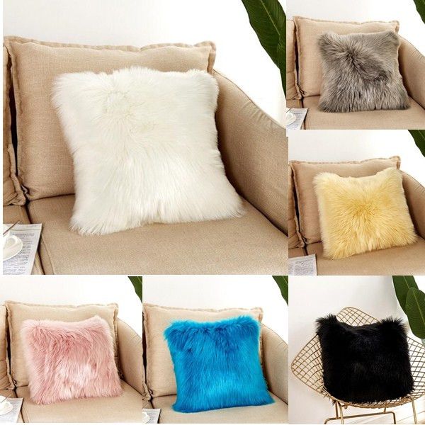 Artificial Sheepskin Woondecoratie Pillow Case Seat Waist Throw