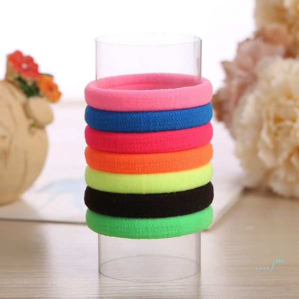 

solid candy ponytail hair band scrunchies elastic colorful hair ring bands rainbow hair ties ropes bracelets for women girls gift e21701, Slivery;white