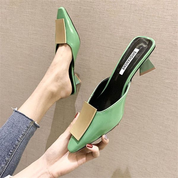 

slip on square heel women slipper summer outdoor trendy comfortable women sandals thin strap slipper elegant shoe, Black