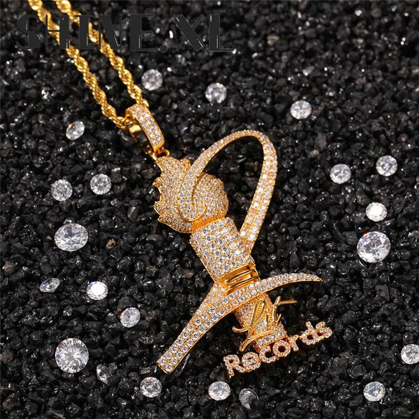 

micro paved zircon torch necklace memorial trophy pendant necklace for men women hip hop jewelry gift, Silver