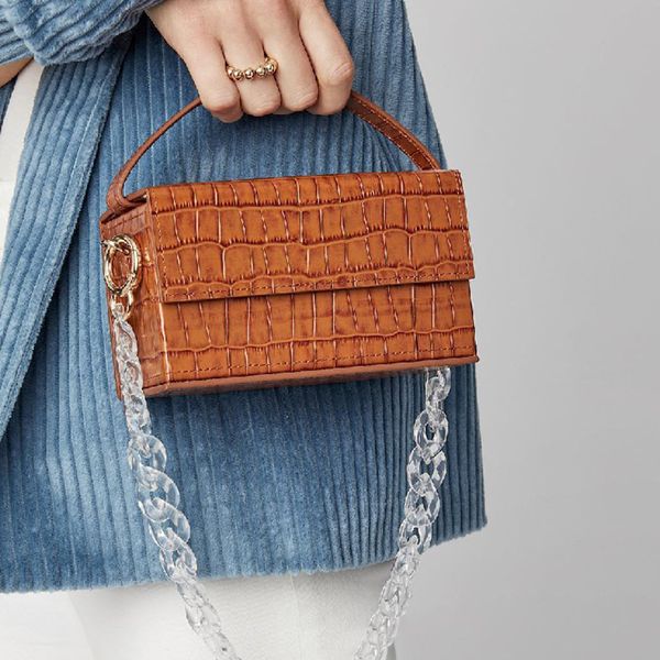 

bxx sac / 2019 autumn winter women's handbags crocodile pattern acrylic chain shoulder messenger bag ze900