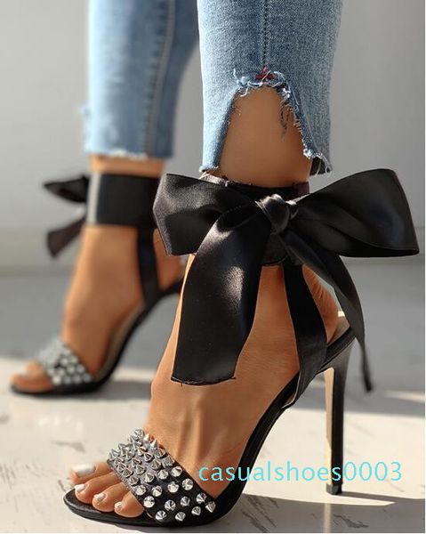 

women sandals stiletto high heel shoes sandalias mujer 2020 strap ankle wrap ol pumps party dress shoes women size 35~42 c03, Black