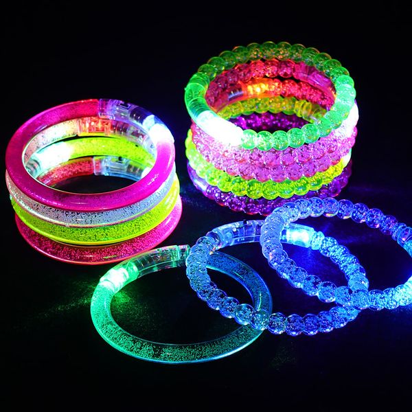 

acrylic glow flash light sticks led glitter bracelet bandgle led crystal gradient color hand ring party dance xmas supplies toy dhl free