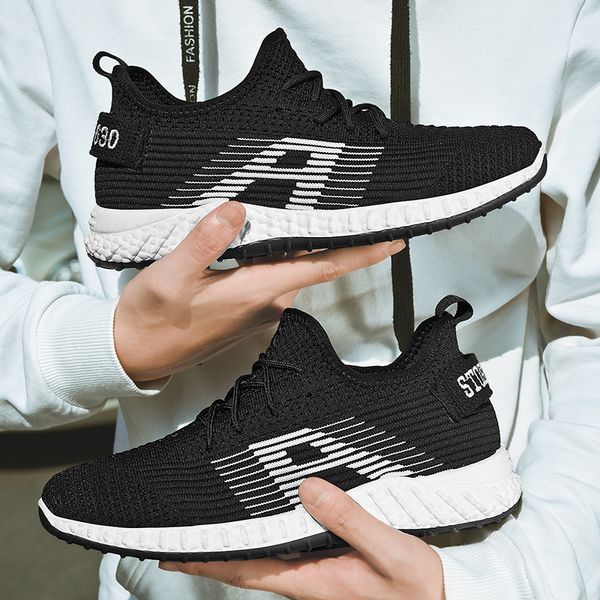 

2020 g.n.shijia fashion designer pu rubber sole black white red running shoes sport flyknit sneaker