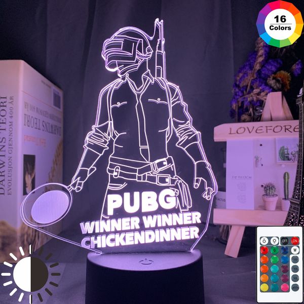 

game playerunknown's battlegrounds 3d led night light 16 colors changing remote control nightlight cool event prize lamp pubg