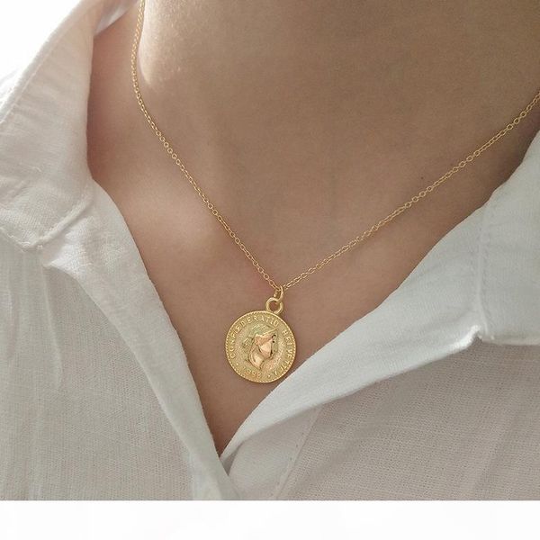 

fashion necklace vintage coin pendant female tide ins long clavicle chain jewelry wholesale, Silver