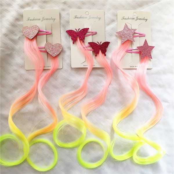 

hair extensions curly wig for kids girls head hair bows snap bb clips princess bobby pins hairpin barrette hair accessories 50pair 0125, Slivery;white