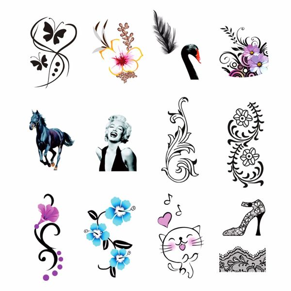 

yzwle 1 sheet optional water transfer sticker nail art decals cat flower pattern nails wraps temporary tattoos watermark tools, Black