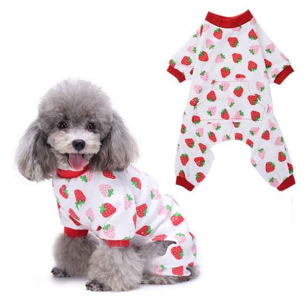 

pure cotton casual pet dog pajamas jumpsuits for pet dog cat night wear anmial printed cherry clothes sell