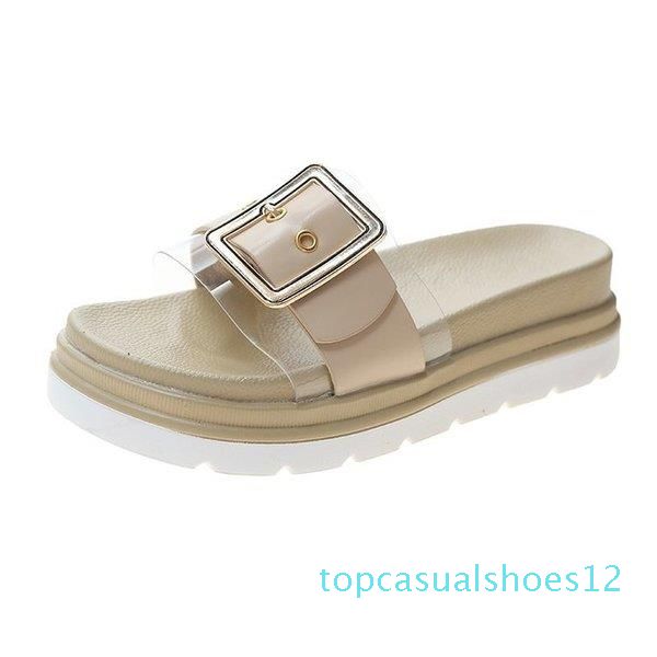 

med shoes rubber slippers transparent heel slides slipers women platform summer 2020 soft flat rome scandals fabric casual t12, Black