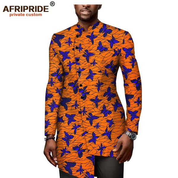 

african ankara print shirt for men afripride tailor made full sleeves single breasted shirt 100% african wax cotton a1912005, Red