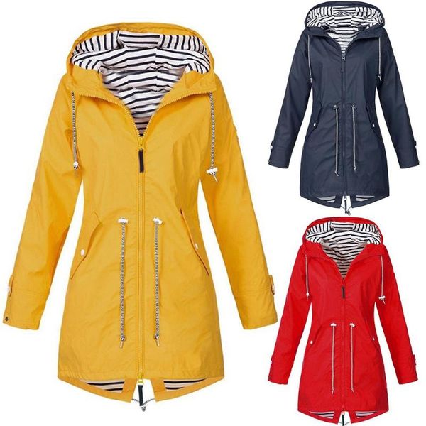

fashion women winter solid color drawstring hooded zipper jacket outdoor coat, Black;brown